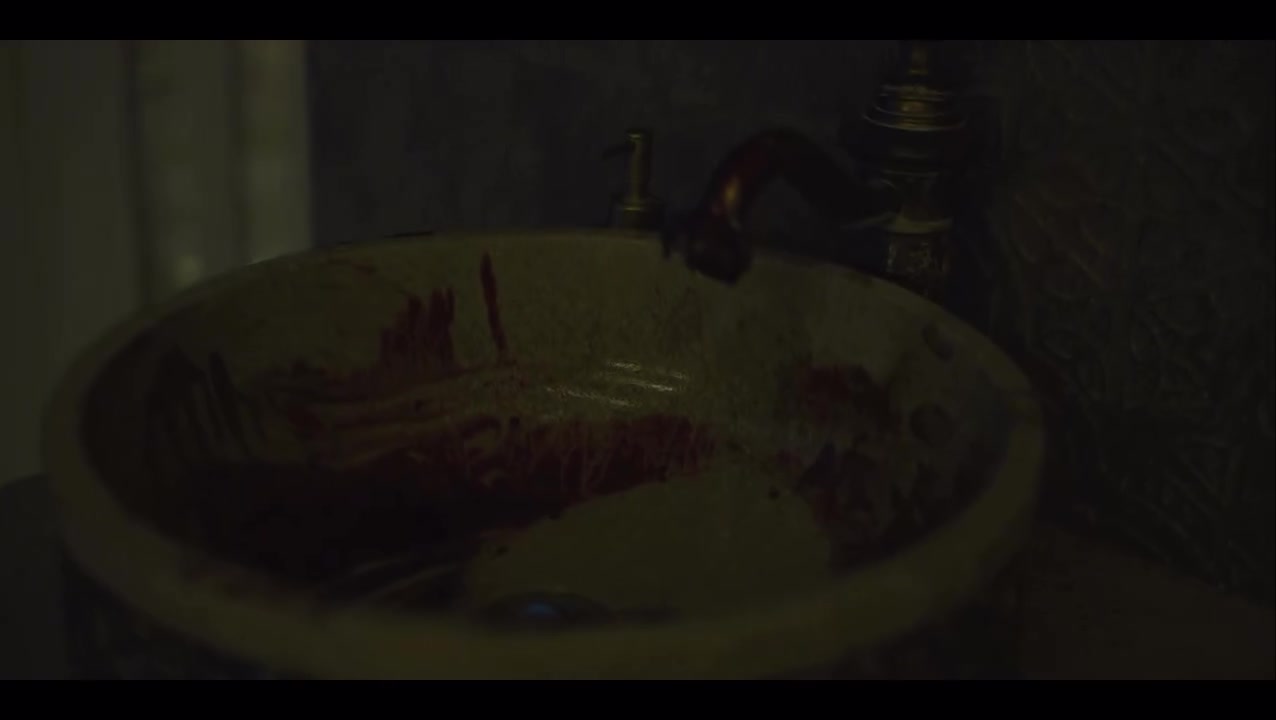 The sink, stained