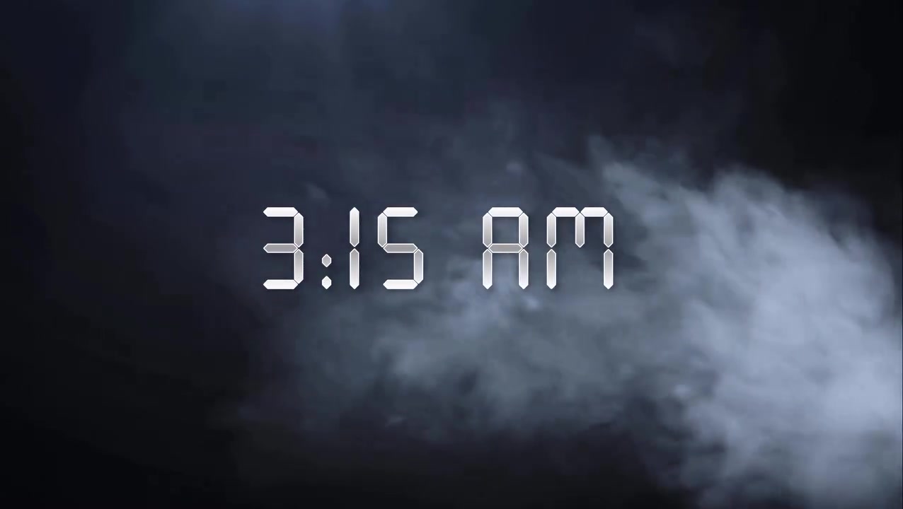 3:15 AM title card in smoke